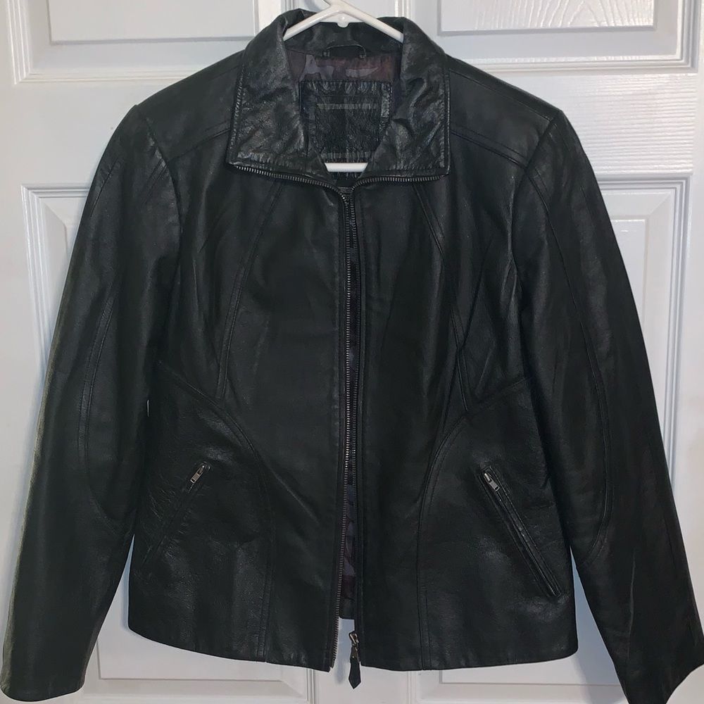 Vtg Express 100% Leather Jacket Sz M
